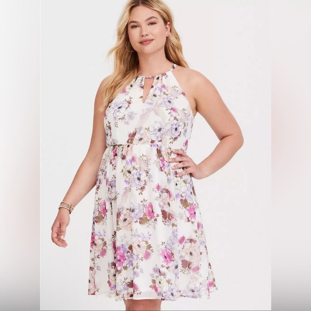 Torrid Multicolor Floral Halter Dress